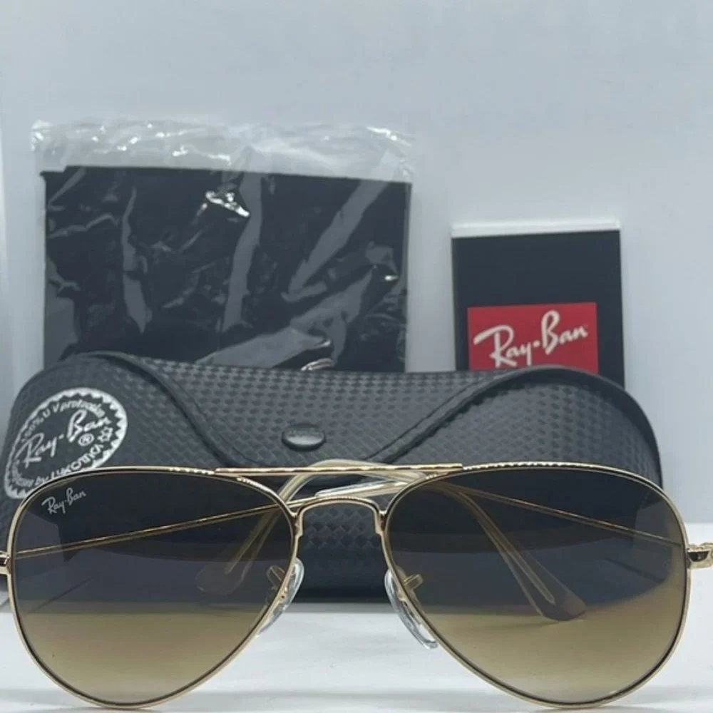 BNWT Authentic Rayban 3025 Gold/Gradient Brown Lens - Picture 4 of 8